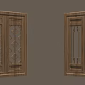 Wooden Carved Door Panels With Intricate Lattice Patterns And Decorative Frames