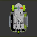 Futuristic Green And Gray Food Delivery Vehicle With Bionic Logo And Antenna