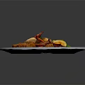 Stir Fried Bacon Mushrooms Tofu And Bell Peppers On Blue And White Patterned Plate