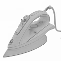 Modern Electric Iron With White Body Black Handle And Silver Soleplate Displayed In Multiple Angles
