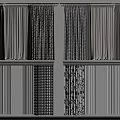 Modern Curtain Styles With Patterned And Solid Color Designs For Home Interior Decor 3d model