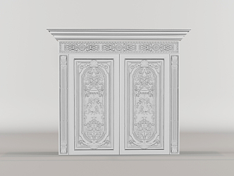 European-style Double Door Classical Carved Entry Door Security Door Wooden Door 3d model