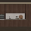 Modern Kitchen Interior With Dark Brown Wooden Cabinets White Tile Backsplash And Countertop