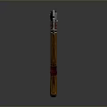 Traditional Axe With Metal Double Sharp Blades Wooden Handle And Red Straps