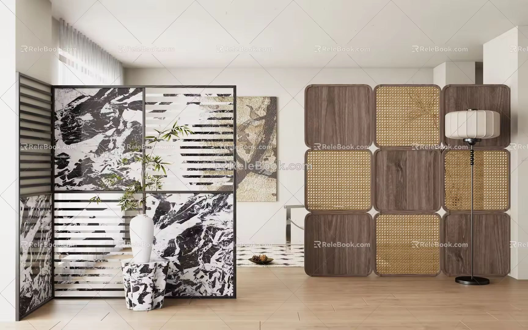 Quiet ancient screen partition Middle ancient screen partition 3d model