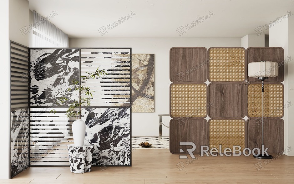 Quiet ancient screen partition Middle ancient screen partition model