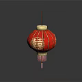 Traditional Chinese Red Lantern Furniture With Golden Decorations And Hanging Tassels