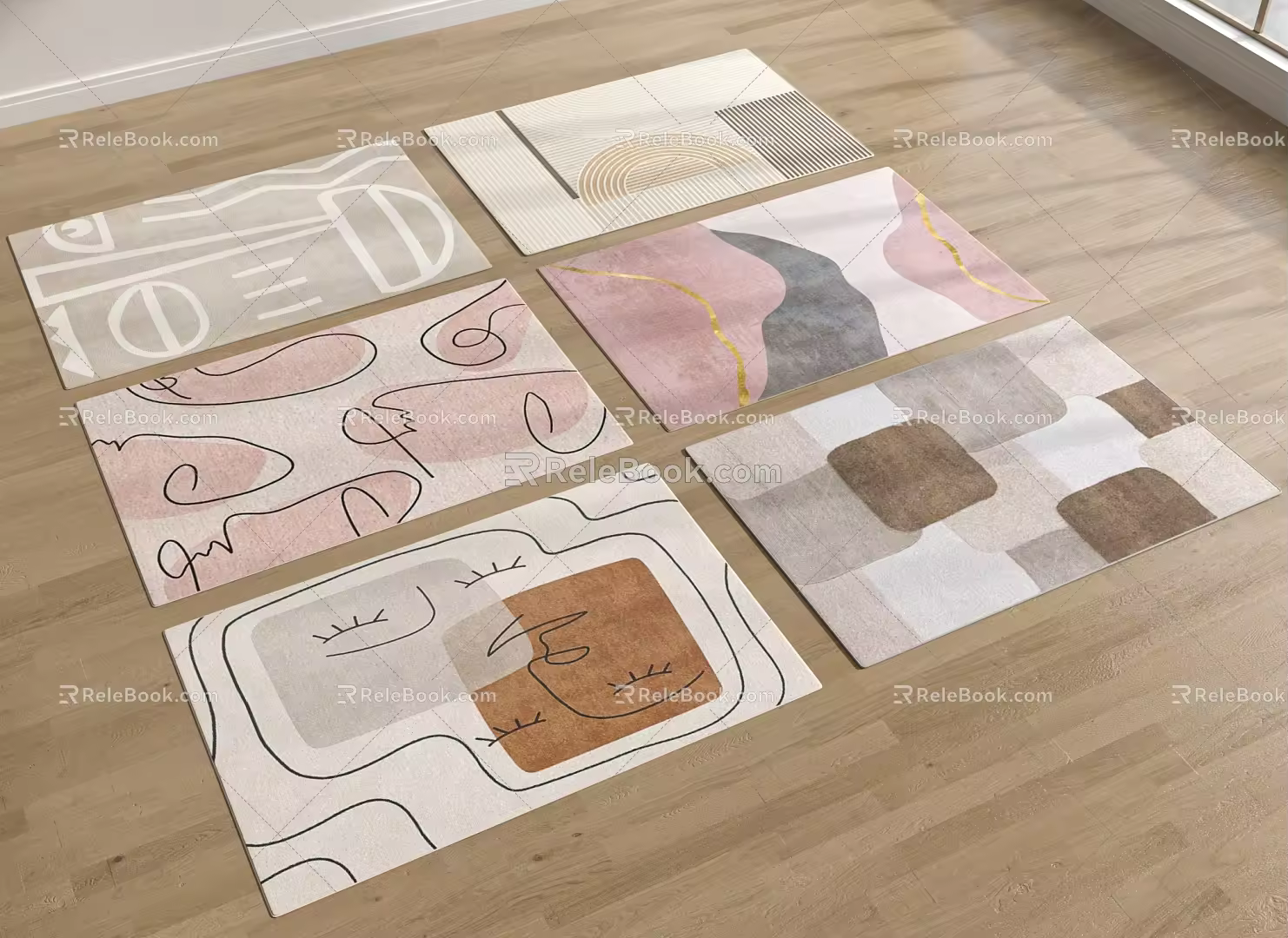 Modern pink carpet 3d model