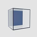 Modern Decorative Ornament Set Featuring Transparent Glass Cube In Blue And Gray Tones