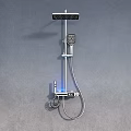Modern Shower System With Blue LED Light Handheld Sprayer And Adjustable Metal Bracket 3d model