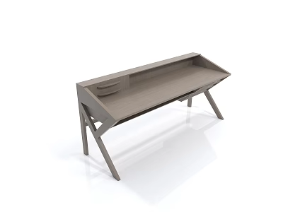 Modern Minimalist Wooden Desk With Sleek Design And Geometric Legs 3d model