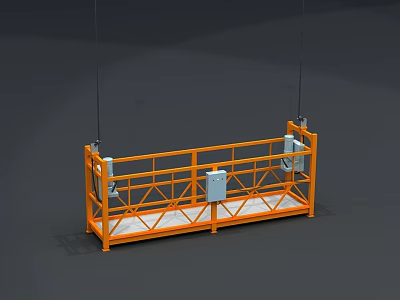 Orange Suspended Working Platform Industrial Equipment with Safety Railings for Construction Use 3d model
