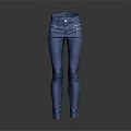 Blue Slim Fit Pants With White Stitching Detail For Fashionable Look