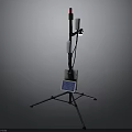 Portable Tripod Mounted Device With Red Light White Cylindrical Antennas And Digital Screen Panel