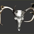 Modern Skull Animal Head Bone Horn Deer Head Bone Fossils 3d model