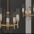 Modern Sleek Chandelier Featuring Multiple Metal Arms And Illuminated Glass Elements