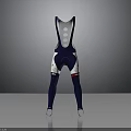 Navy Blue Cycling Bib Pants With White And Red Accent Design
