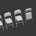 White Folding Single Chair With Metal Frame Arranged In A Row 3d model