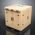Beige Square Equipment Case With Double Doors Metal Latches And Wheels
