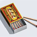 Vintage Decorative Matchstick Ornament Set Featuring Open Box And Red Tipped Sticks