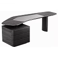 Elegant Modern Wooden Office Desk With Transparent Top And Drawer Cabinet