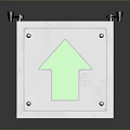 Metallic Cube Structure With Green Arrows And Mounting Brackets