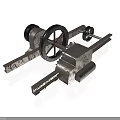 Rustic Iron Weapon With Spoked Wheels And Metal Frame Mechanical Design