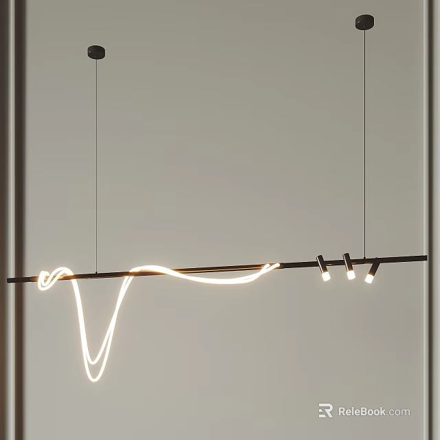 Elegant Modern Chandelier With Curved LED Light Fixture For Contemporary Home Decor 3d model 