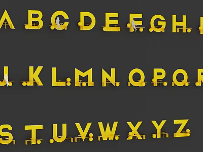Unique Yellow Alphabet Shaped Decorative Lights for Creative Home Decoration 3d model