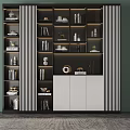 Modern Bookcase Interior Design With Open Shelves Storage And Decorative Items 3d model
