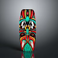 Colorful Traditional Decorative Weapon With Intricate Facial Patterns And Artistic Design