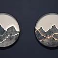Round Wall Lamps With Mountain Pattern Design For Dark Wall Decoration 3d model