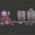 Pink Cartoon Style Tanker Truck With Gray Tank And Green Section Design