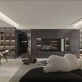 Modern Dining and Living Room Interior With Comfortable Sofa Dining Table TV Wall and Lighting
