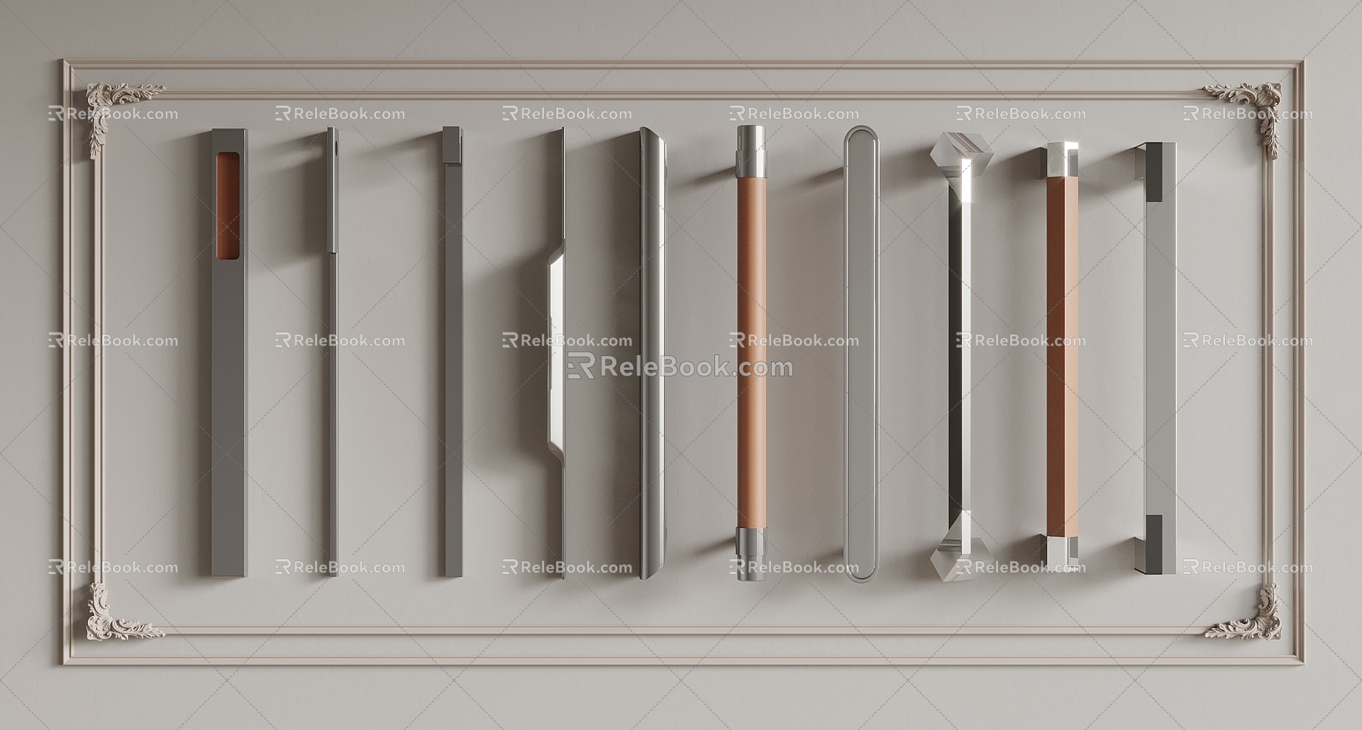 Handle modern strip door handle 3d model