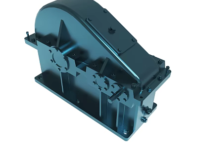 Heavy Duty Mechanical Gearbox with Metal Casing and Bolted Structure 3d model