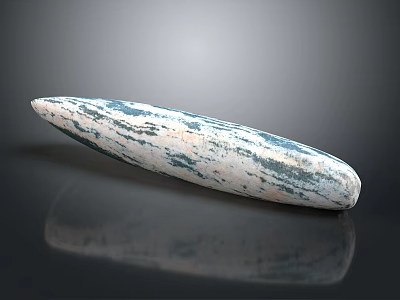 Elegant Natural Stone Decorative Piece With Long Shape Blue White Veins Polished Surface 3d model
