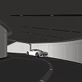 Modern Parking Garage Interior With White Walls And Gray Flooring 3d model