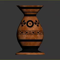 Orange and Black Decorative Vase With Floral Circular Patterns For Home Decor