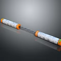Orange Ended Gray Nunchaku Weapon With Chain Connected Handles And Tactical Design