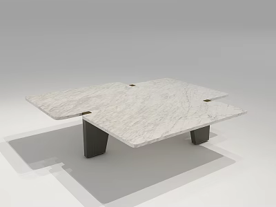 Modern White Marble Coffee Table With Black Metal Legs And Sleek Design 3d model