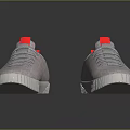 Light Gray Casual Fabric Shoes With Red Accents And White Soles
