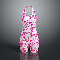 Fashionable White Bodysuit With Pink Red Heart Patterns And Modern Design