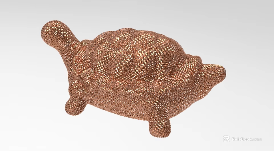 Shiny Copper Beaded Turtle Decorative Ornament Set For Home Decor Accent Piece 3d model 