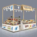 Mall Shop Fruit Nut Snack Display Booth With Wooden Frame Hanging Lights And Shelves