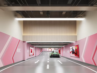 Underground Garage Entrance Parking Car sports car 3d model