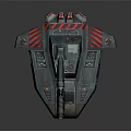 Futuristic Sci Fi Armored Vehicle With Blue Green Body Red Stripes And Star Emblems