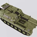 Military Green Battle Tank With Long Barrel Tracks And Turret Design