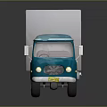 Blue Toy Cargo Truck With White Container And Fish Drawing Design