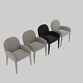 Beige Upholstered Modern Armchair With Curved Armrests Slim Legs And Decorative Ball Accent